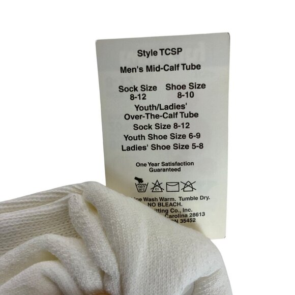 Twin City Mens Tube Socks Size 8-12 Green & Orange Stripes Cotton Nylon Blend - Picture 3 of 5